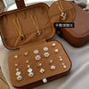 Wholesale Portable Doublelayer Leather Earrings And Necklace Jewelry Storage Box With Large Capacity Dustproof Solid Color