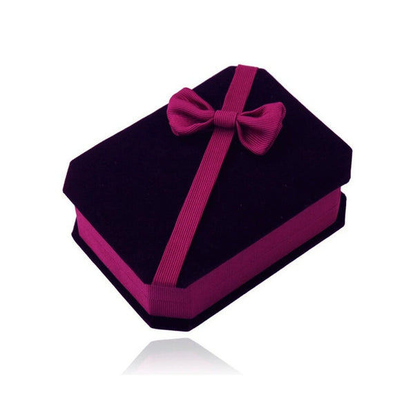 Wholesale Portable Flannel Bow Jewelry Box For Ring Necklace Earrings Storage