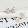 Wholesale Princess Freshwater Pearl Earrings 925 Silver Needle Copper Inlay Multicolor Natural Oblate Shape