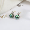 Wholesale Princess Freshwater Pearl Earrings 925 Silver Needle Copper Inlay Multicolor Natural Oblate Shape