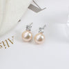 Wholesale Princess Freshwater Pearl Earrings 925 Silver Needle Copper Inlay Multicolor Natural Oblate Shape