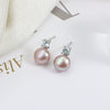 Wholesale Princess Freshwater Pearl Earrings 925 Silver Needle Copper Inlay Multicolor Natural Oblate Shape