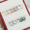 Wholesale Princess Freshwater Pearl Earrings 925 Silver Needle Copper Inlay Multicolor Natural Oblate Shape