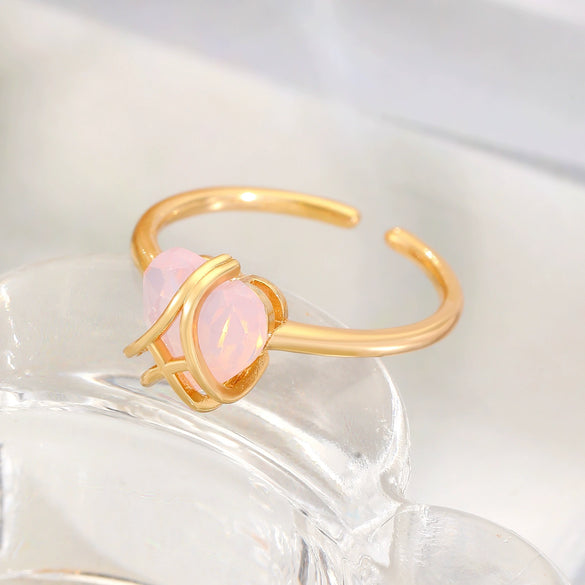 Wholesale Princess Ring Copper Gold Plated Heart Bow Design For Women