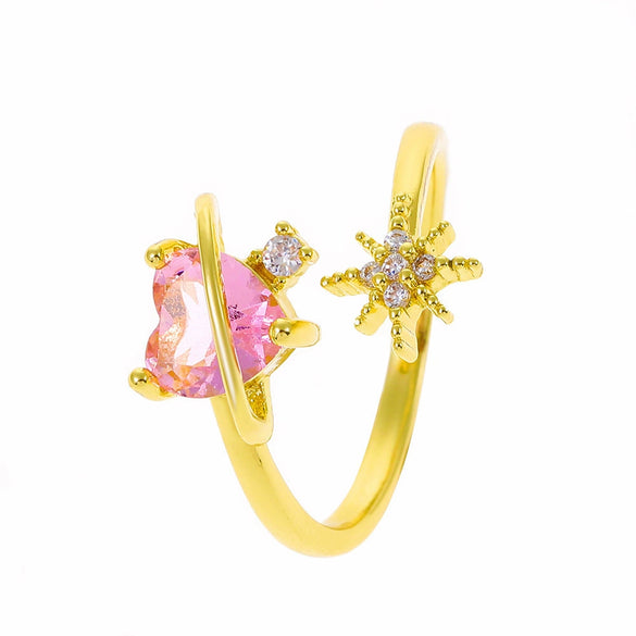 Wholesale Princess Ring Copper Gold Plated Heart Bow Design For Women