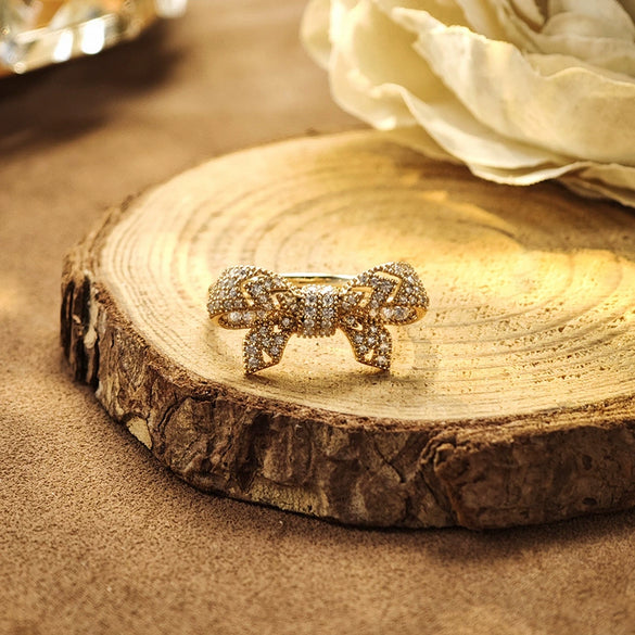 Wholesale Princess Silver Ring Set With Diamonds In Bow Shape