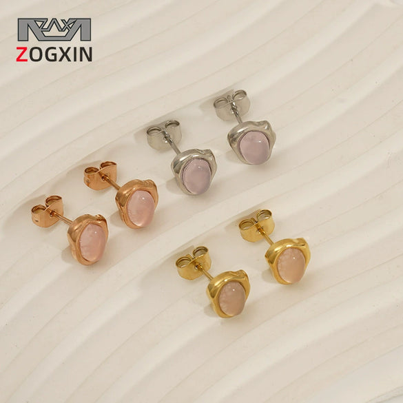 Wholesale Princess Style Geometric Electroplated Stainless Steel Earrings For Women