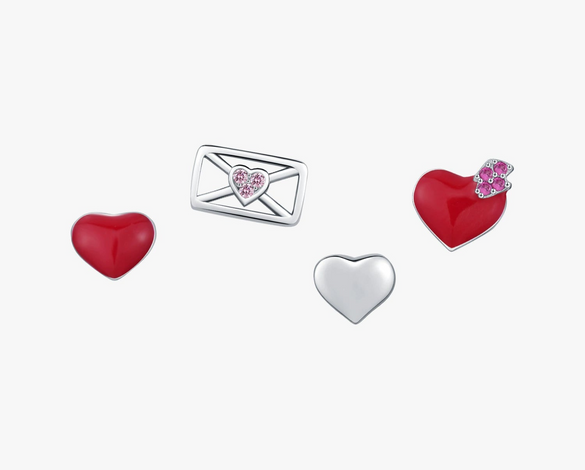 Wholesale Princess Style Heart Shape Silver Earrings