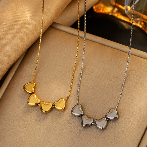 Wholesale Princess Style Love Heart Shape Stainless Steel Necklace With Electroplating