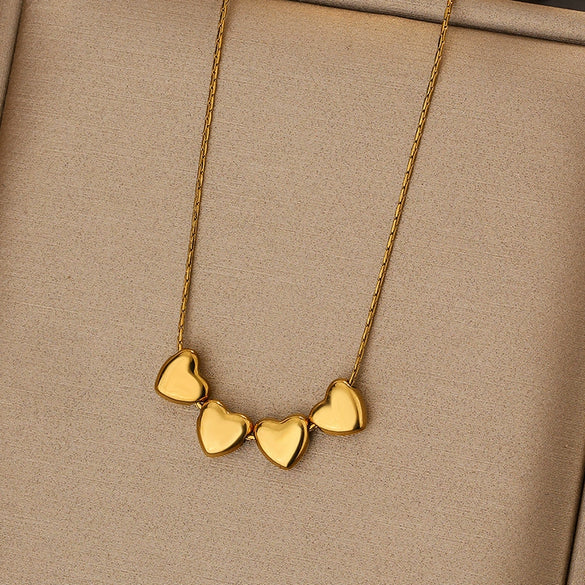 Wholesale Princess Style Love Heart Shape Stainless Steel Necklace With Electroplating