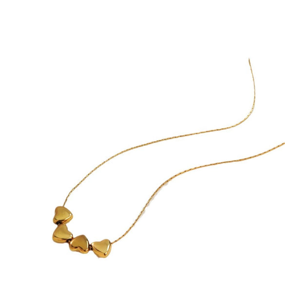 Wholesale Princess Style Love Heart Shape Stainless Steel Necklace With Electroplating