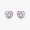 Wholesale Princess Style S925 Sterling Silver Heartshaped Earrings With Pink Enamel And Diamond Design