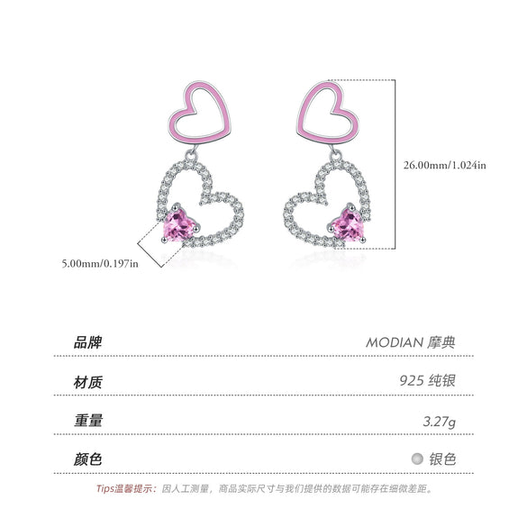 Wholesale Princess Style 925 Silver Heart Shape Diamond Earrings For Women