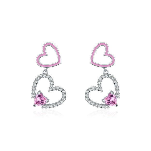 Wholesale Princess Style 925 Silver Heart Shape Diamond Earrings For Women