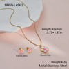 Wholesale Princess Style Stainless Steel And Titanium Steel Double Layer Flower Heart Drop Bell Geometric Necklace And Earrings Set For Girls