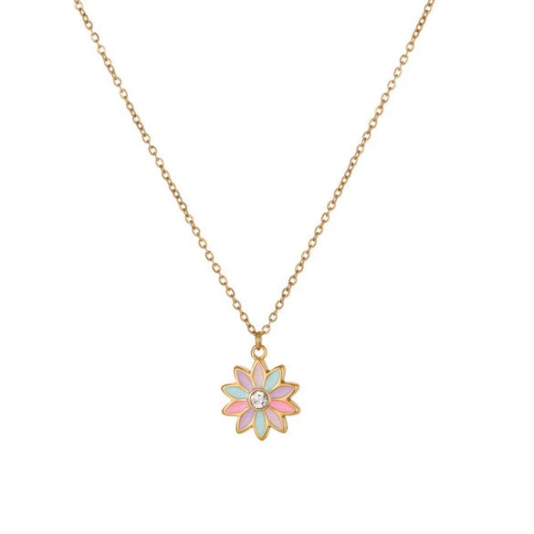 Wholesale Princess Style Stainless Steel And Titanium Steel Double Layer Flower Heart Drop Bell Geometric Necklace And Earrings Set For Girls