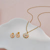 Wholesale Princess Style Stainless Steel And Titanium Steel Double Layer Flower Heart Drop Bell Geometric Necklace And Earrings Set For Girls