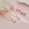 Wholesale Princess Style Stainless Steel And Titanium Steel Double Layer Flower Heart Drop Bell Geometric Necklace And Earrings Set For Girls