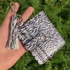 Wholesale Pu Leather Card Case Keychain With Leopard Snake Geometric Pattern Leather Tassel Pendant For Unisex