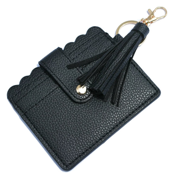 Wholesale Pu Leather Card Case Keychain With Leopard Snake Geometric Pattern Leather Tassel Pendant For Unisex