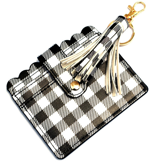 Wholesale Pu Leather Card Case Keychain With Leopard Snake Geometric Pattern Leather Tassel Pendant For Unisex