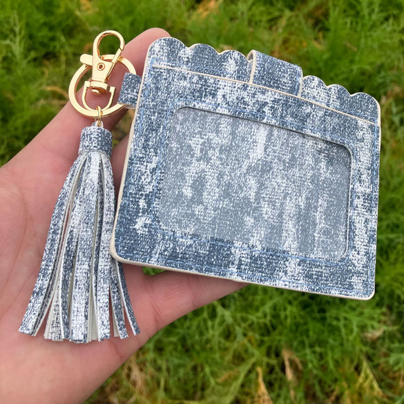 Wholesale Pu Leather Card Case Keychain With Leopard Snake Geometric Pattern Leather Tassel Pendant For Unisex