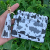 Wholesale Pu Leather Card Case Keychain With Leopard Snake Geometric Pattern Leather Tassel Pendant For Unisex