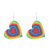 Wholesale Pu Leather Heartshaped Earrings With Red And Black Plaid And Rainbow Leopard Print Handmade