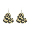 Wholesale Pu Leather Heartshaped Earrings With Red And Black Plaid And Rainbow Leopard Print Handmade