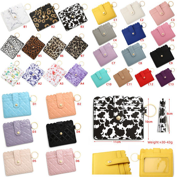 Wholesale Pu Leather Keychains Card Bags With Multiple Card Slots Solid Color Urban Simplicity