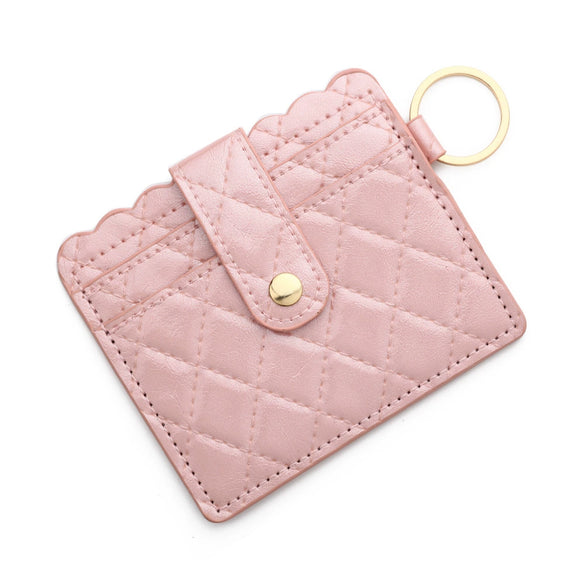 Wholesale Pu Leather Keychains Card Bags With Multiple Card Slots Solid Color Urban Simplicity