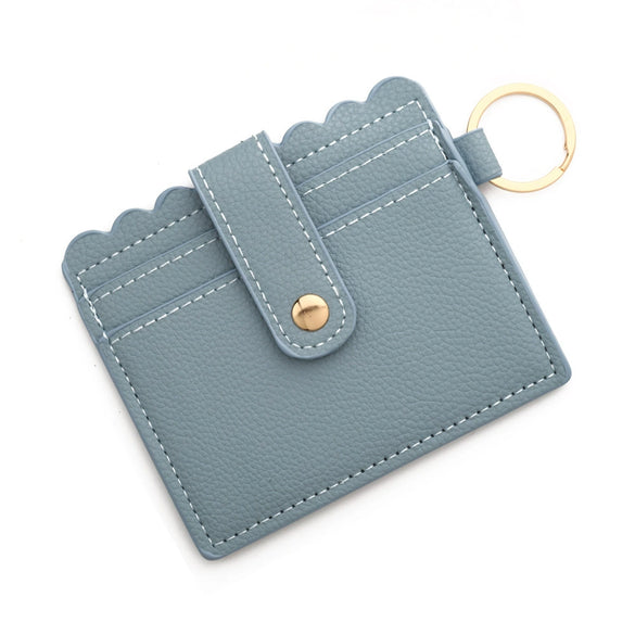 Wholesale Pu Leather Keychains Card Bags With Multiple Card Slots Solid Color Urban Simplicity