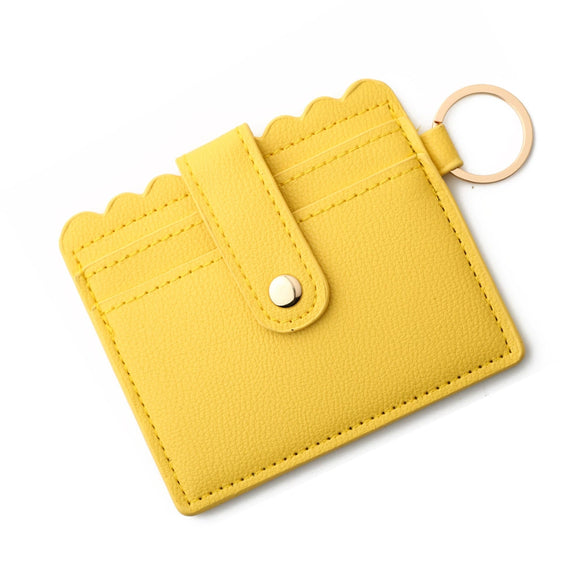 Wholesale Pu Leather Keychains Card Bags With Multiple Card Slots Solid Color Urban Simplicity