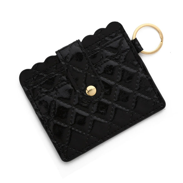 Wholesale Pu Leather Keychains Card Bags With Multiple Card Slots Solid Color Urban Simplicity