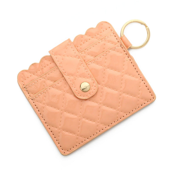 Wholesale Pu Leather Keychains Card Bags With Multiple Card Slots Solid Color Urban Simplicity