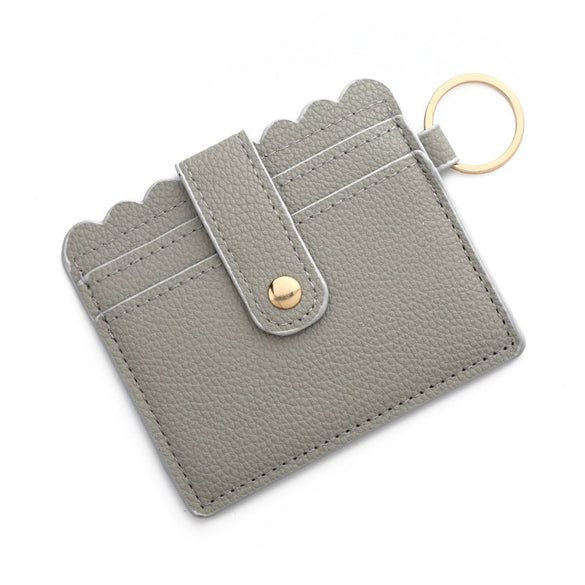 Wholesale Pu Leather Keychains Card Bags With Multiple Card Slots Solid Color Urban Simplicity