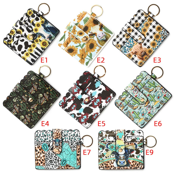 Wholesale Pu Leather Keychains Card Bags With Multiple Card Slots Solid Color Urban Simplicity