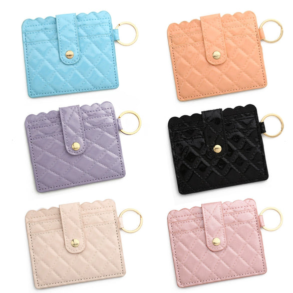 Wholesale Pu Leather Keychains Card Bags With Multiple Card Slots Solid Color Urban Simplicity