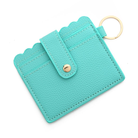 Wholesale Pu Leather Keychains Card Bags With Multiple Card Slots Solid Color Urban Simplicity