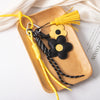 Wholesale Pu Leather Plants Flowers Pattern Semimanual Small Flower Tassel Pendant Car Keychain And Bag Pendant