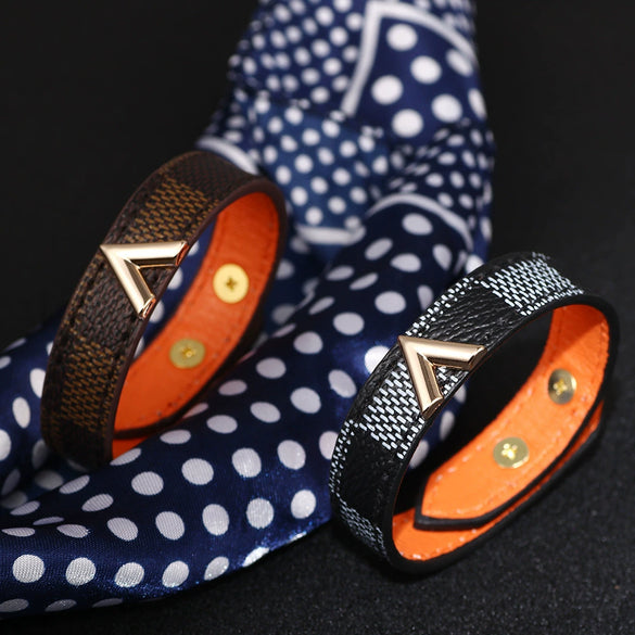 Wholesale Pu Leather Vshaped Bracelet Handmade With Letters Numbers Text Pattern For Men And Women