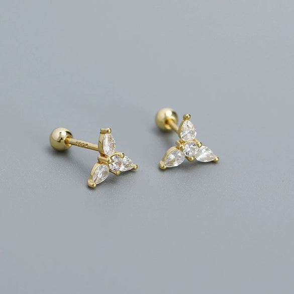 Wholesale Puncture Earrings 925 Silver Geometric Water Drops Zircon Electroplated For Women