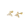 Wholesale Puncture Earrings 925 Silver Geometric Water Drops Zircon Electroplated For Women