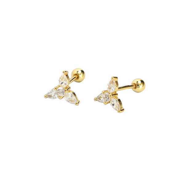 Wholesale Puncture Earrings 925 Silver Geometric Water Drops Zircon Electroplated For Women