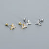 Wholesale Puncture Earrings 925 Silver Geometric Water Drops Zircon Electroplated For Women