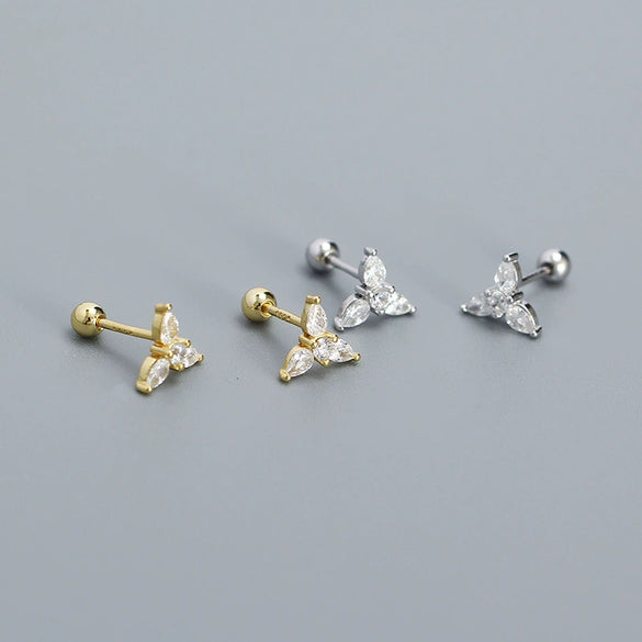Wholesale Puncture Earrings 925 Silver Geometric Water Drops Zircon Electroplated For Women