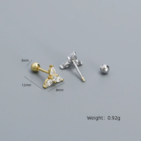 Wholesale Puncture Earrings 925 Silver Geometric Water Drops Zircon Electroplated For Women