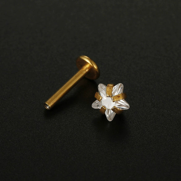 Wholesale Puncture Jewelry Stainless Steel Fivepointed Star Clawshaped Electroplated Unisex