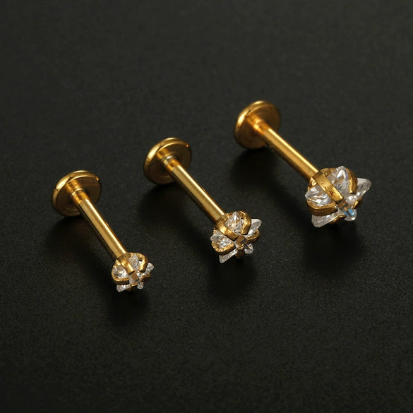 Wholesale Puncture Jewelry Stainless Steel Fivepointed Star Clawshaped Electroplated Unisex