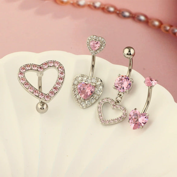 Wholesale Puncture Jewelry Stainless Steel Geometric Love Bow Belly Button Ring Set